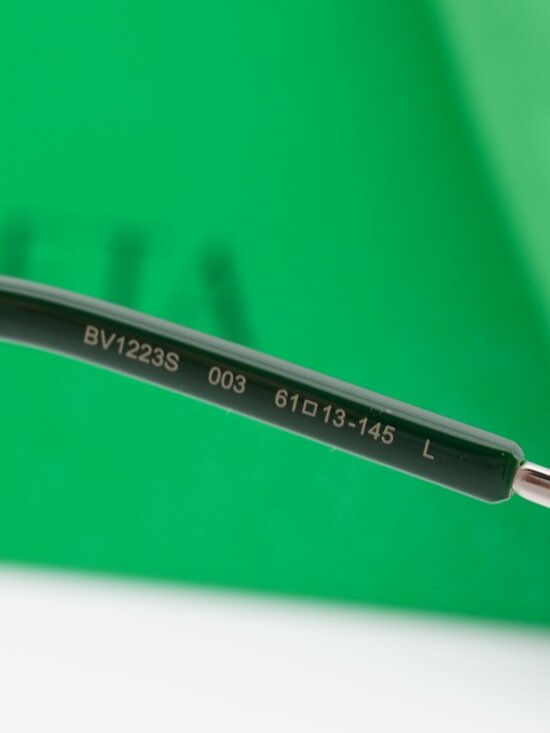 Bottega Veneta BV1223S 003 Geometric Sunglasses - Silver / Green main image 4